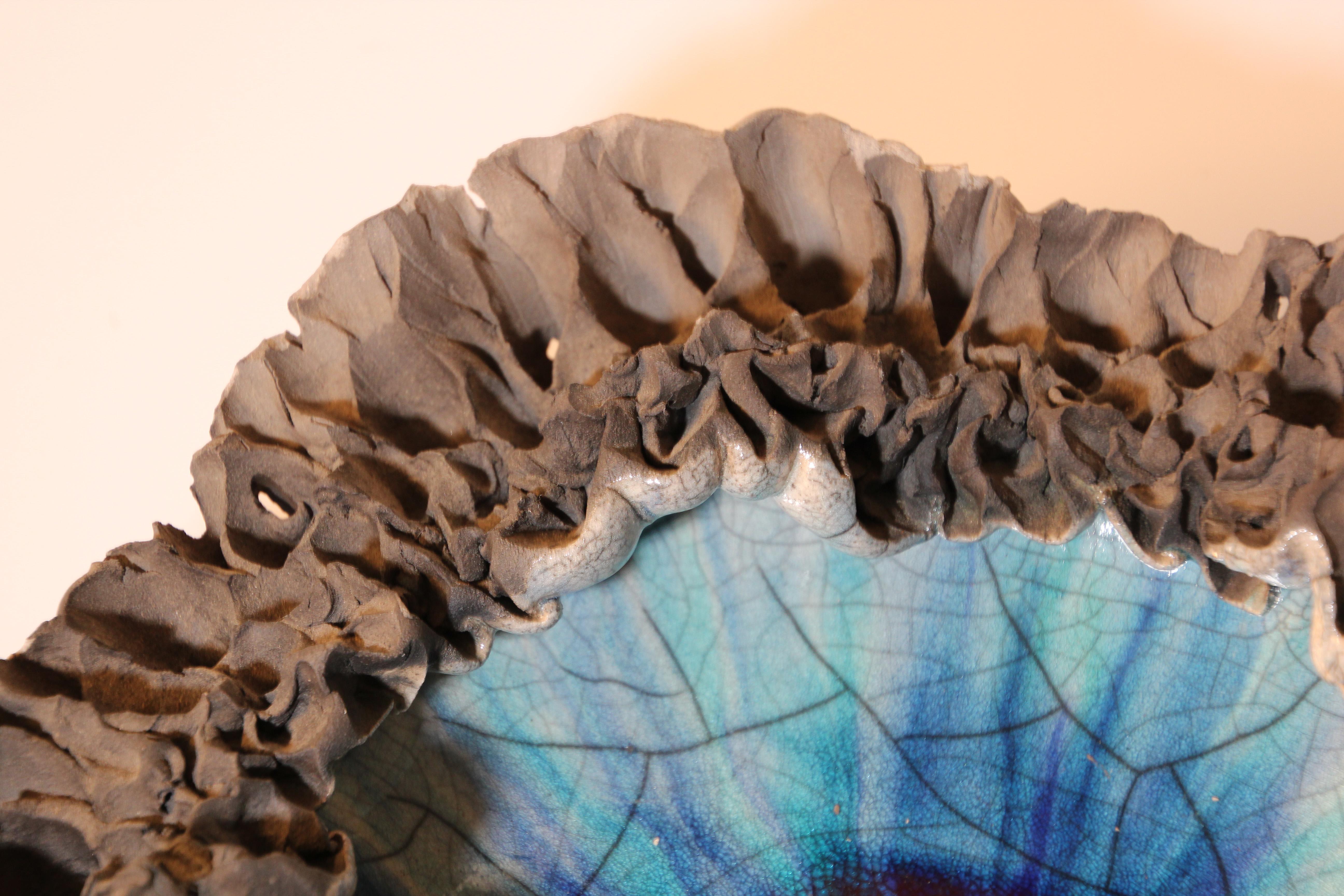 Handcrafted Art Studio Pottery Volcanic Raku Lava Bowl by Hutch Ceramics Maui 1