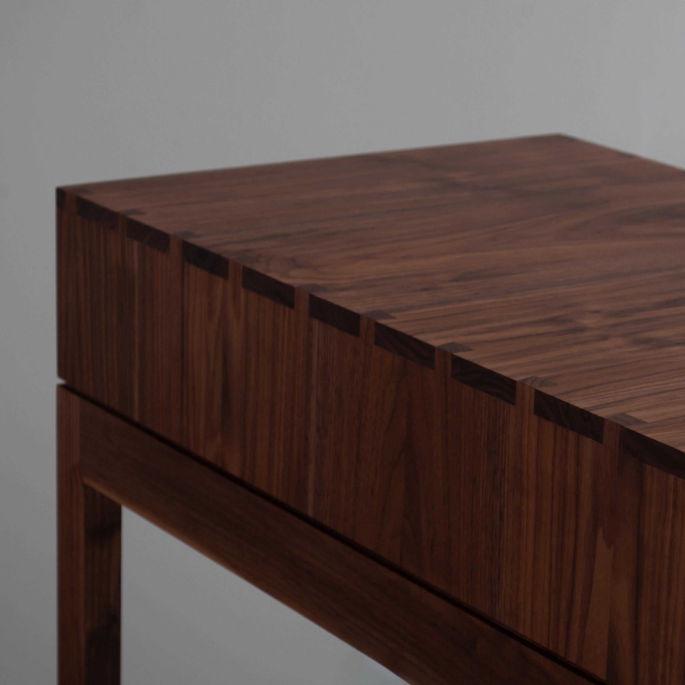 Handcrafted Artisan End Table, Walnut & Oak For Sale 5