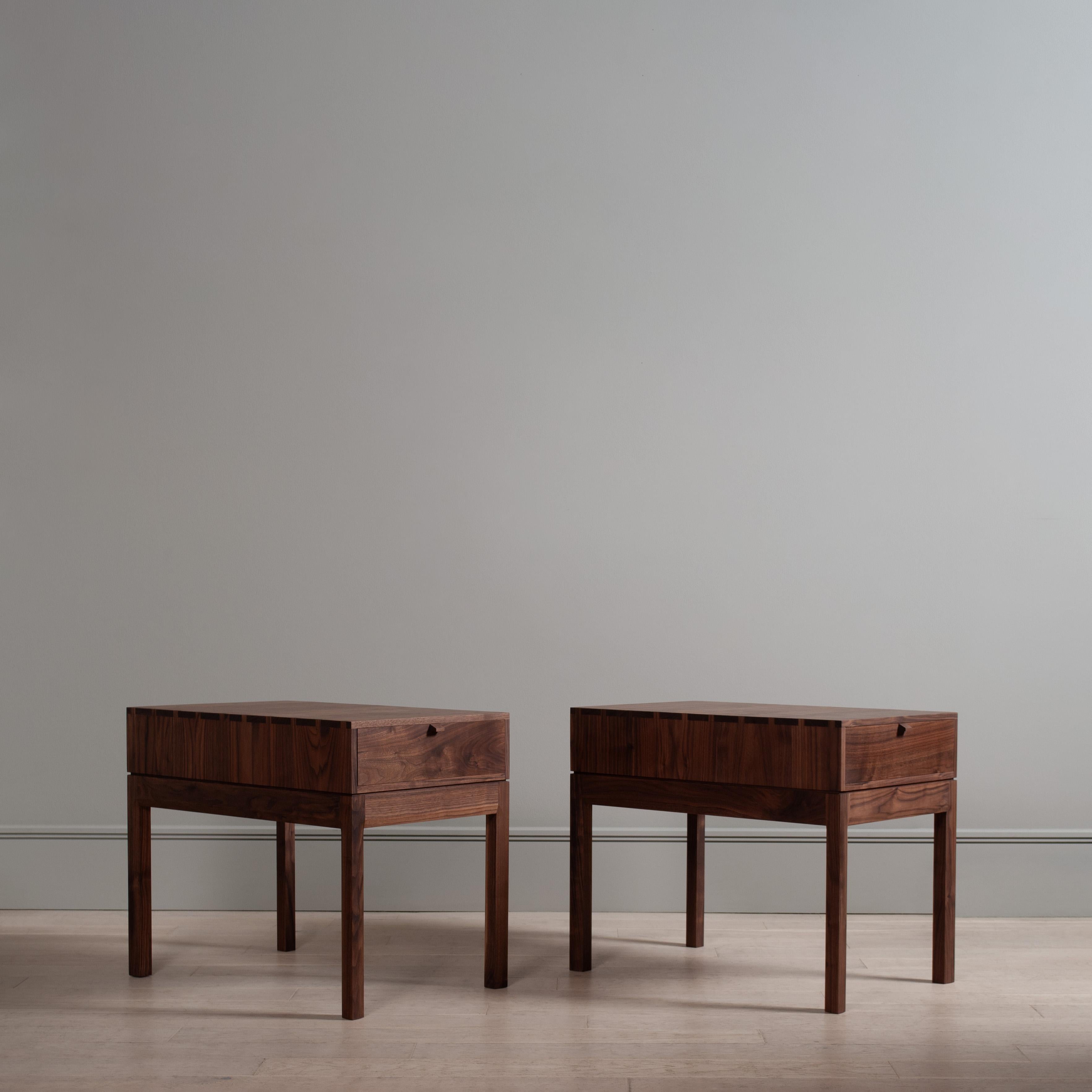 Handcrafted Artisan Nightstand, Walnut & Oak For Sale 6