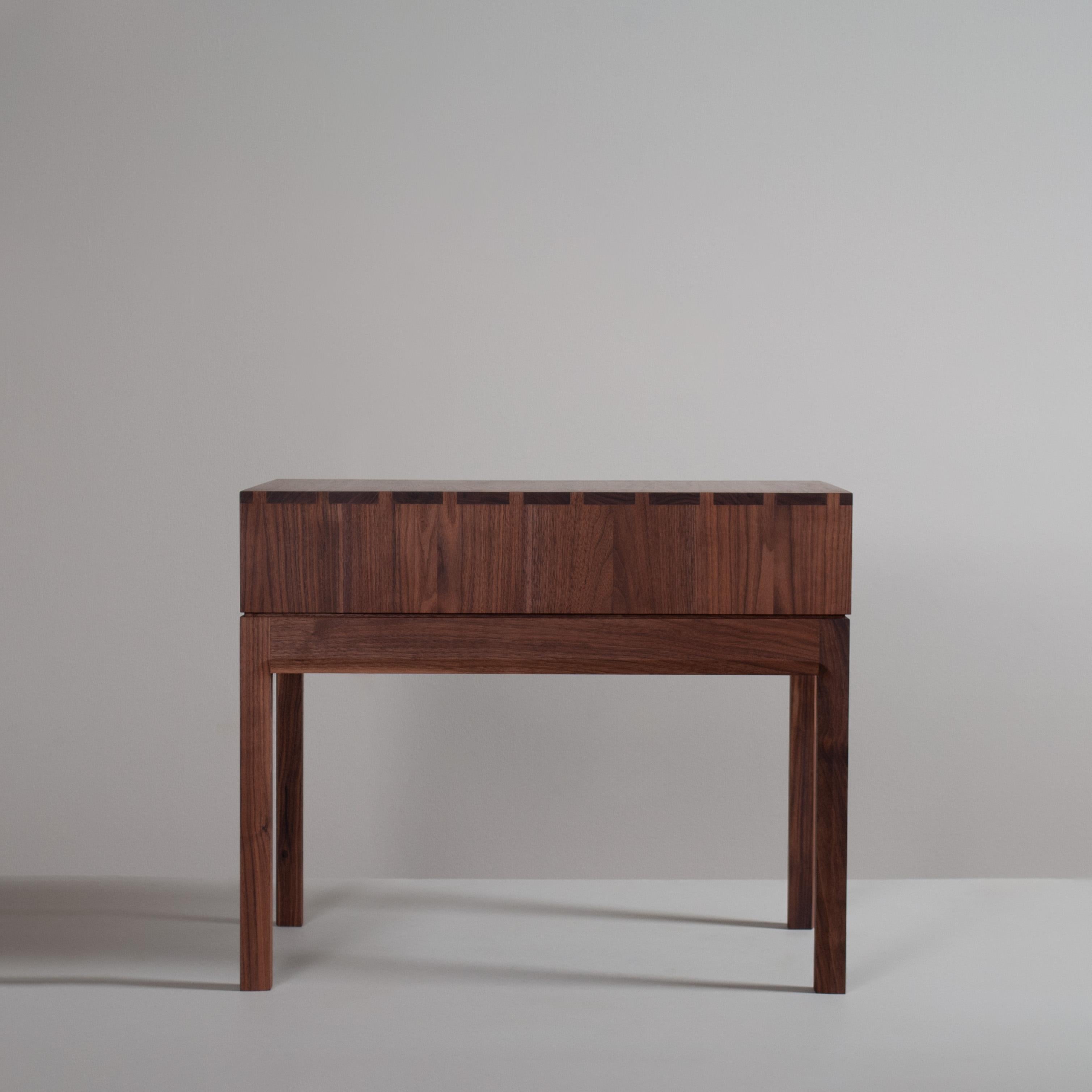 English Handcrafted Artisan Nightstand, Walnut & Oak For Sale