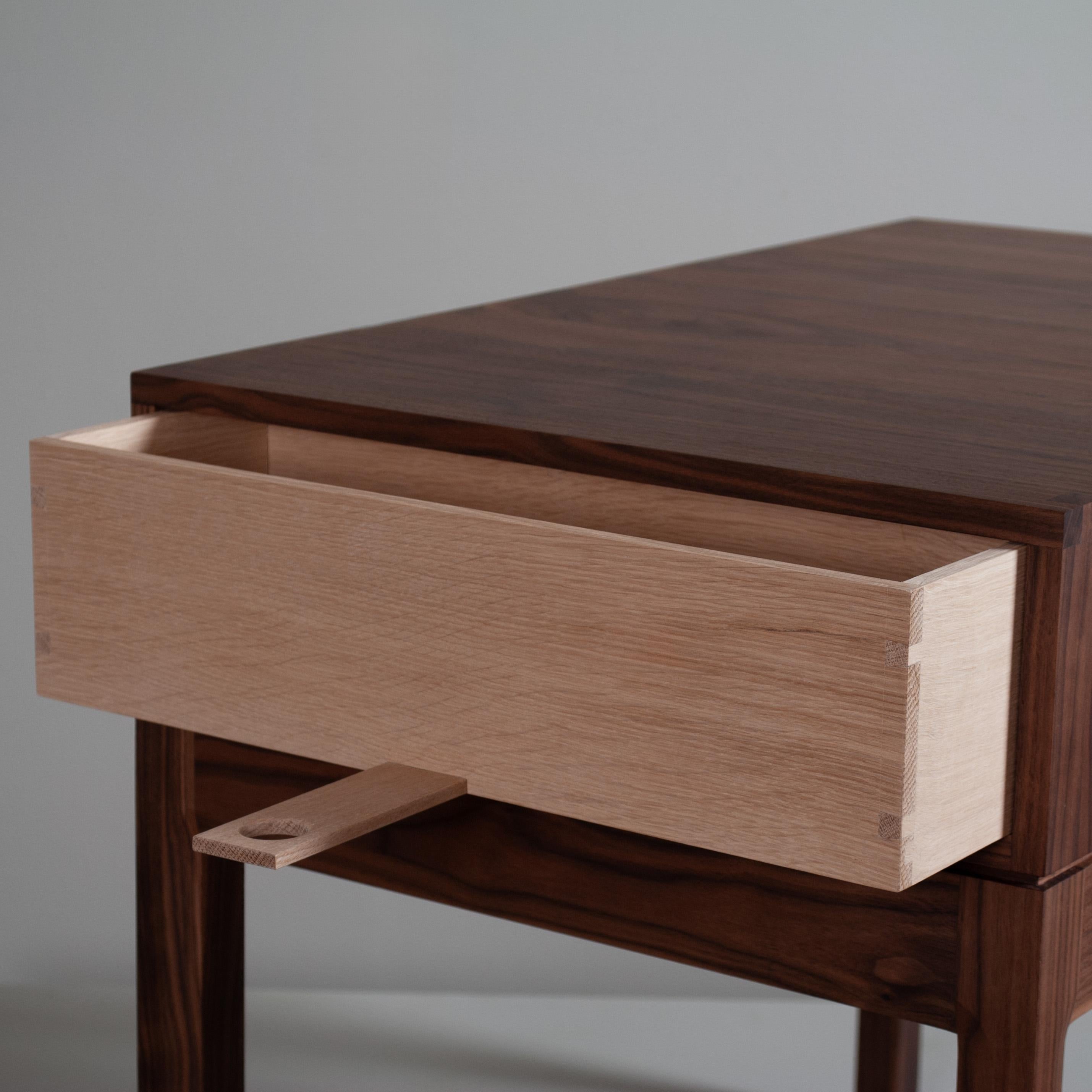 Handcrafted Artisan Nightstand, Walnut & Oak For Sale 2
