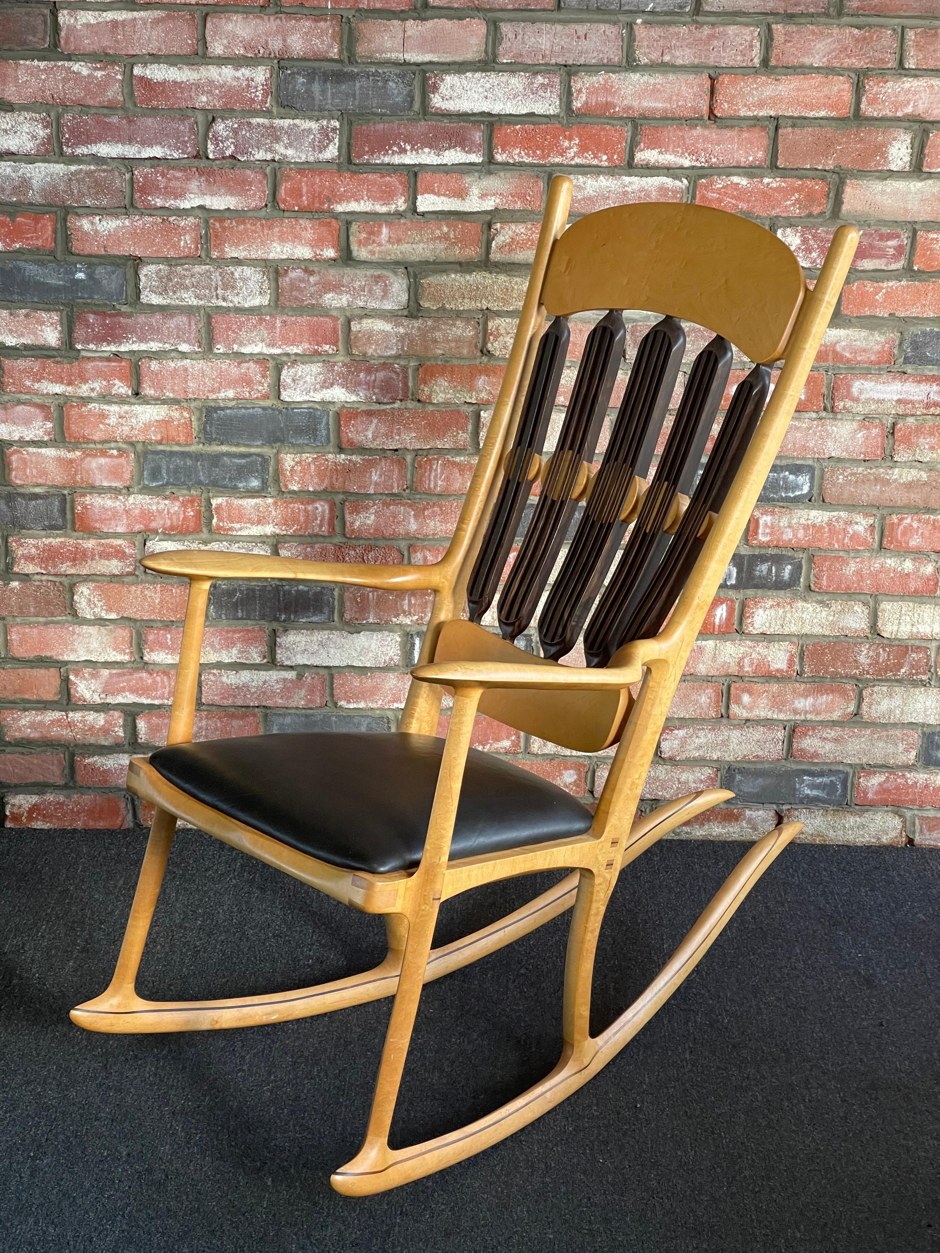  Handcrafted Artisan Studio Rocking Chair by Jeffry Mann 1987 For Sale 5