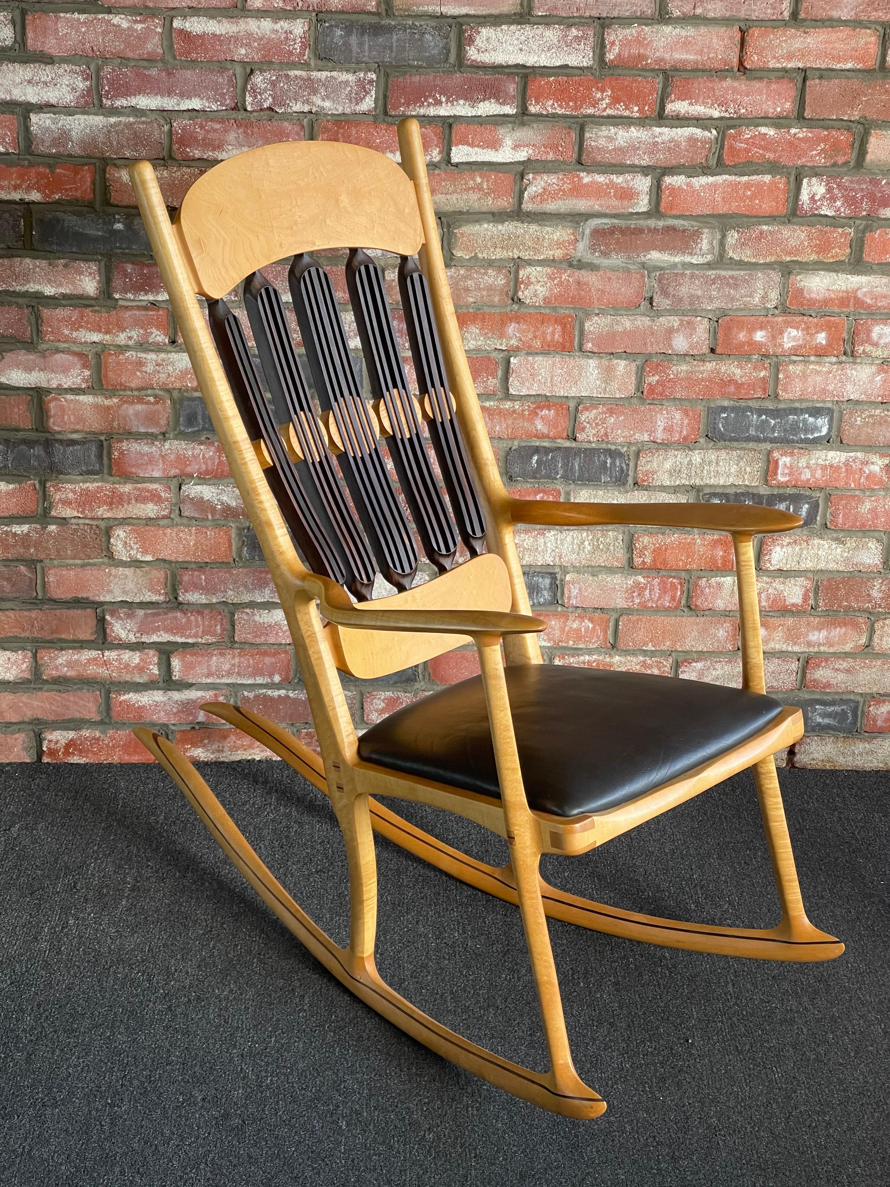 Organic Modern  Handcrafted Artisan Studio Rocking Chair by Jeffry Mann 1987 For Sale