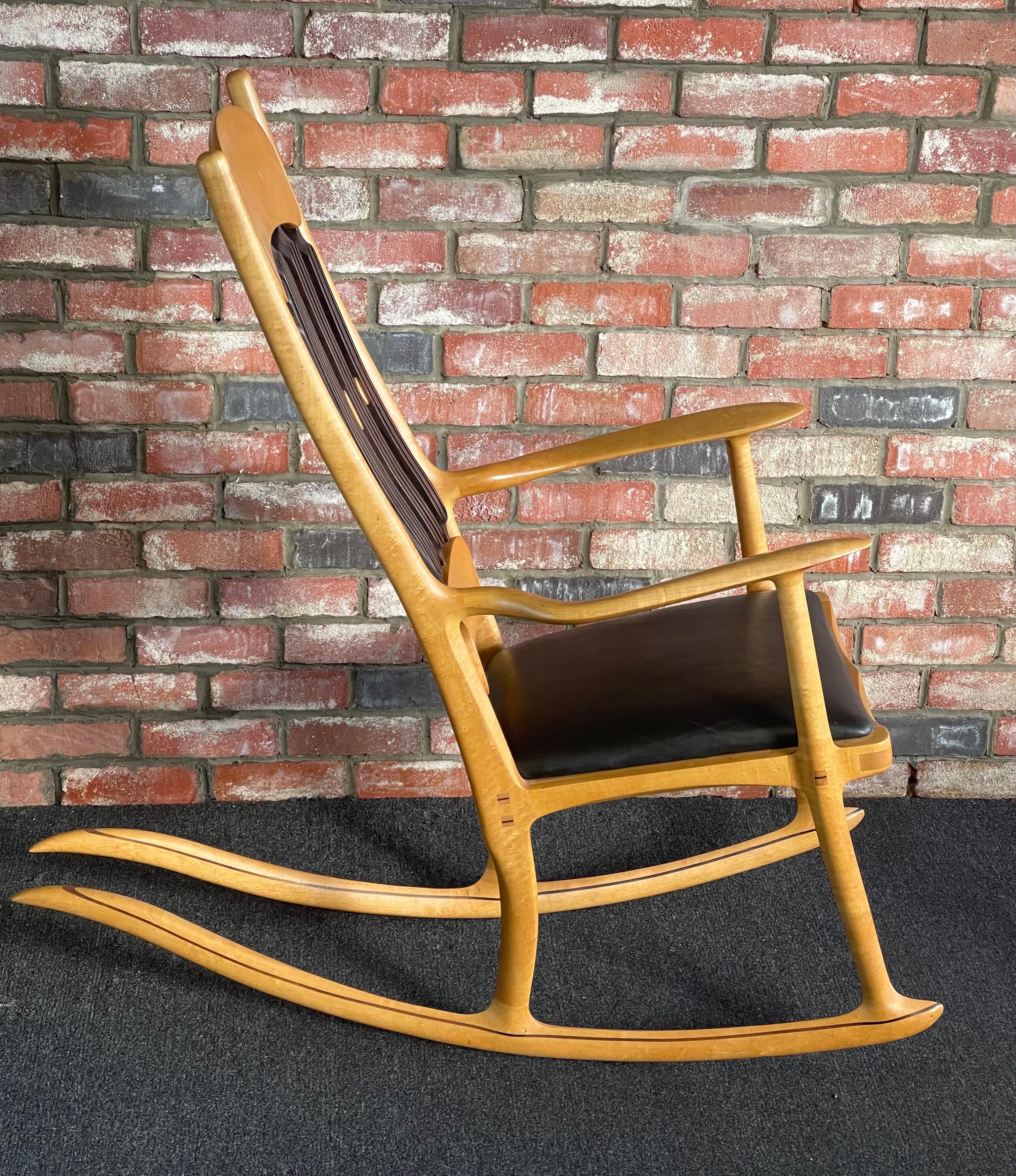 American  Handcrafted Artisan Studio Rocking Chair by Jeffry Mann 1987 For Sale