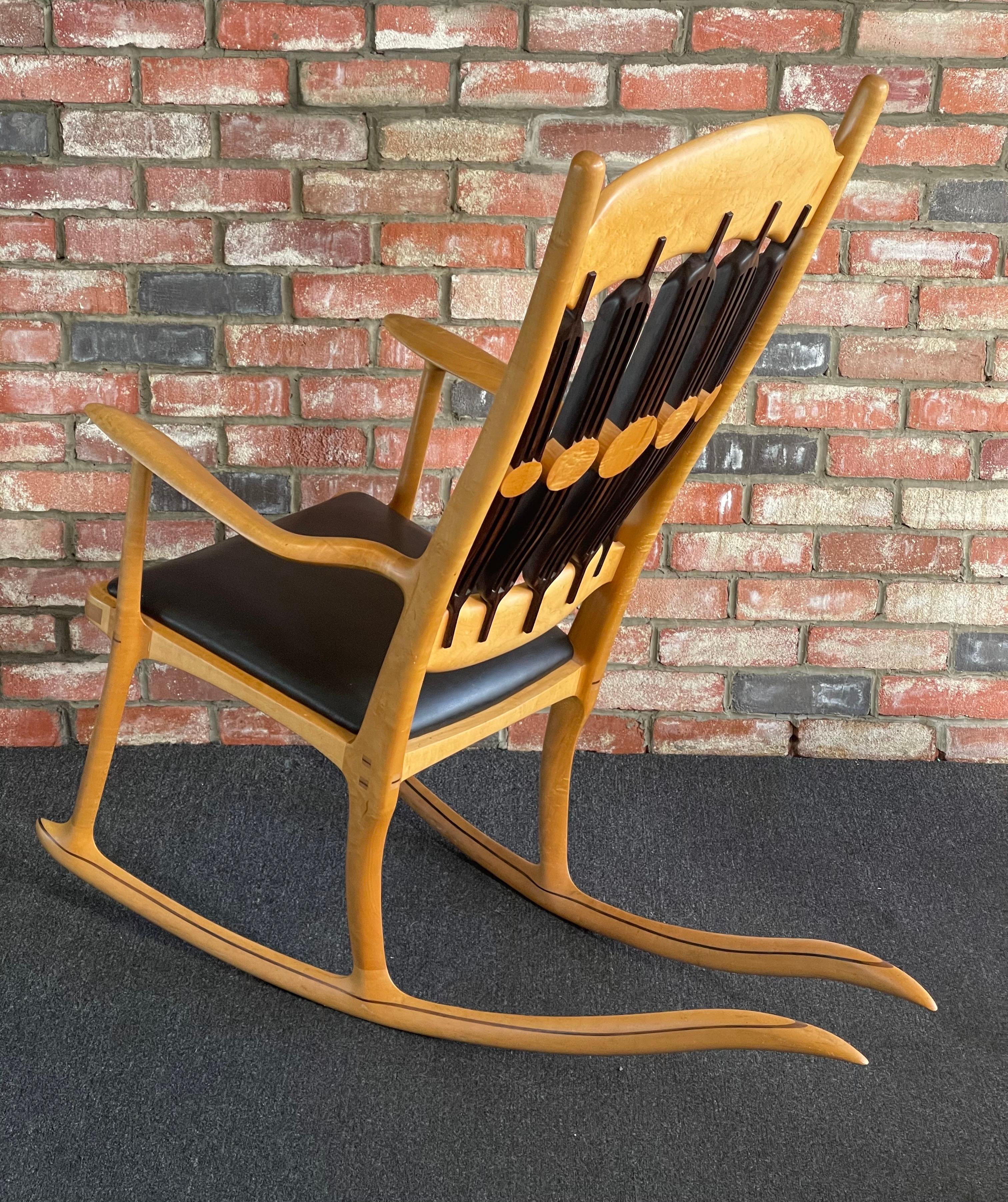 20th Century  Handcrafted Artisan Studio Rocking Chair by Jeffry Mann 1987 For Sale