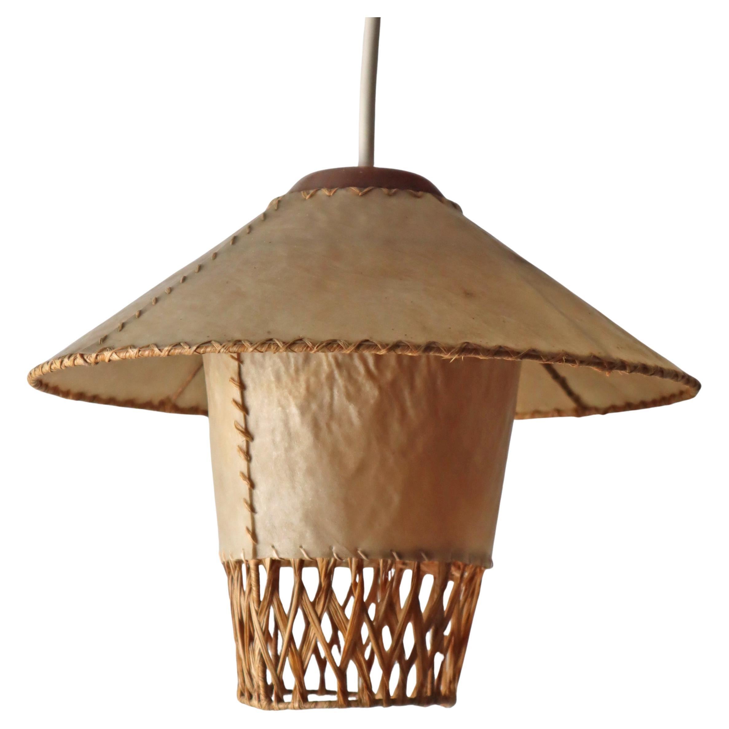 Handcrafted artist 1950s Pergamentpapier Tasche Lampe