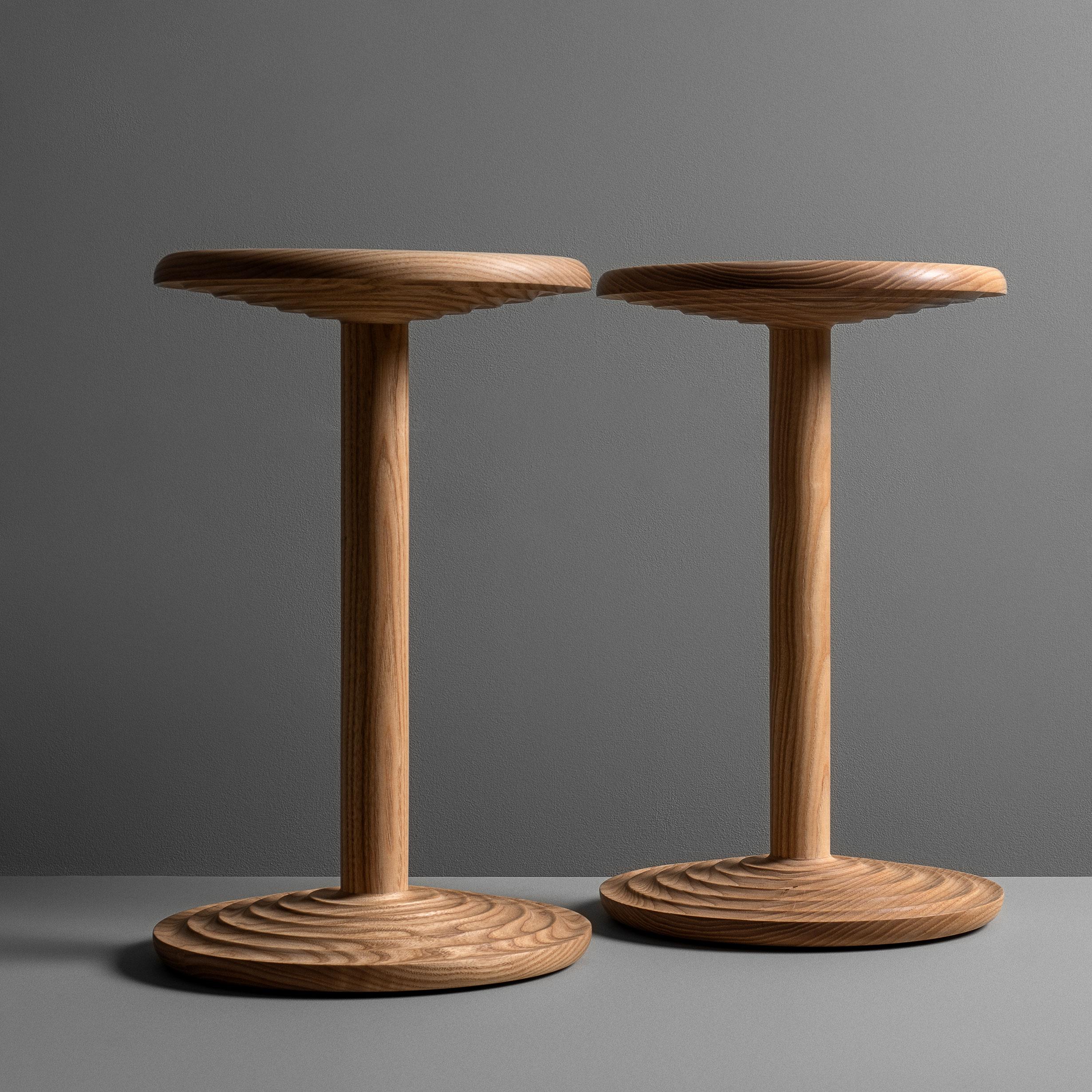 English Handcrafted Ash Modernist Side Drink Table