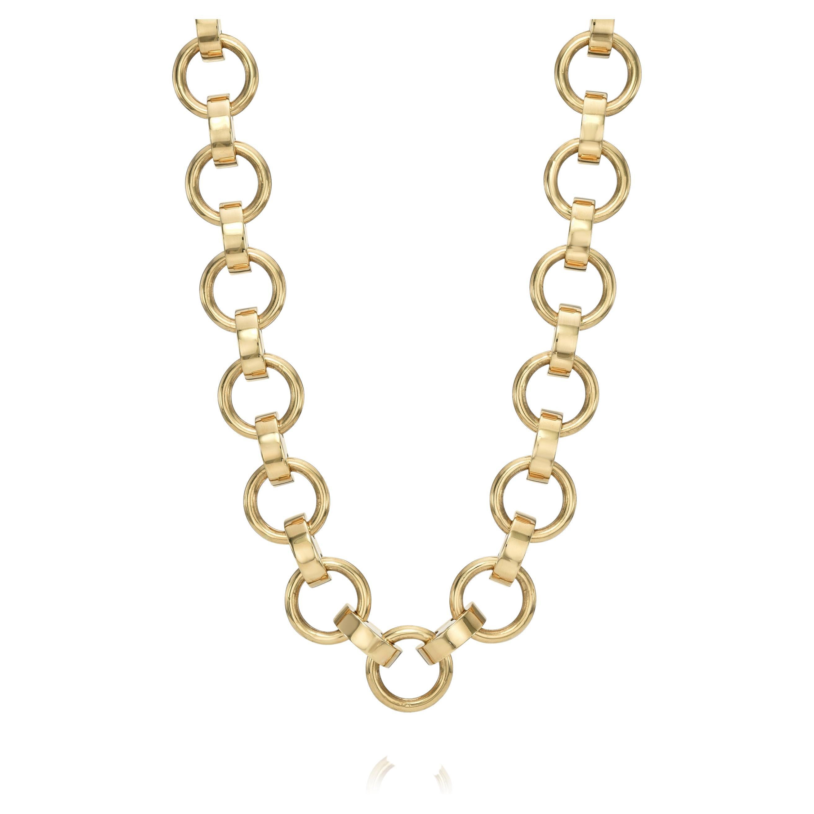 Handcrafted Astrid 18K Gold Link Necklace by Single Stone For Sale