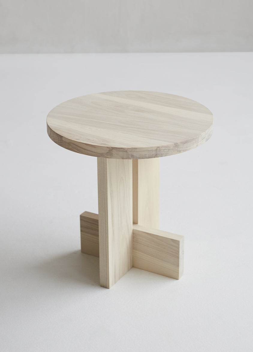 Handcrafted Axel Solid Ash Side Table 18"Diameter by Mary Ratcliffe Studio