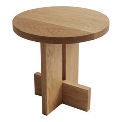 Handcrafted Axel Solid White Oak Side Table 18"Diameter by Mary Ratcliffe Studio