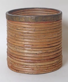 Handcrafted Basket Made Of Willow And Brass, Italy, 1970s