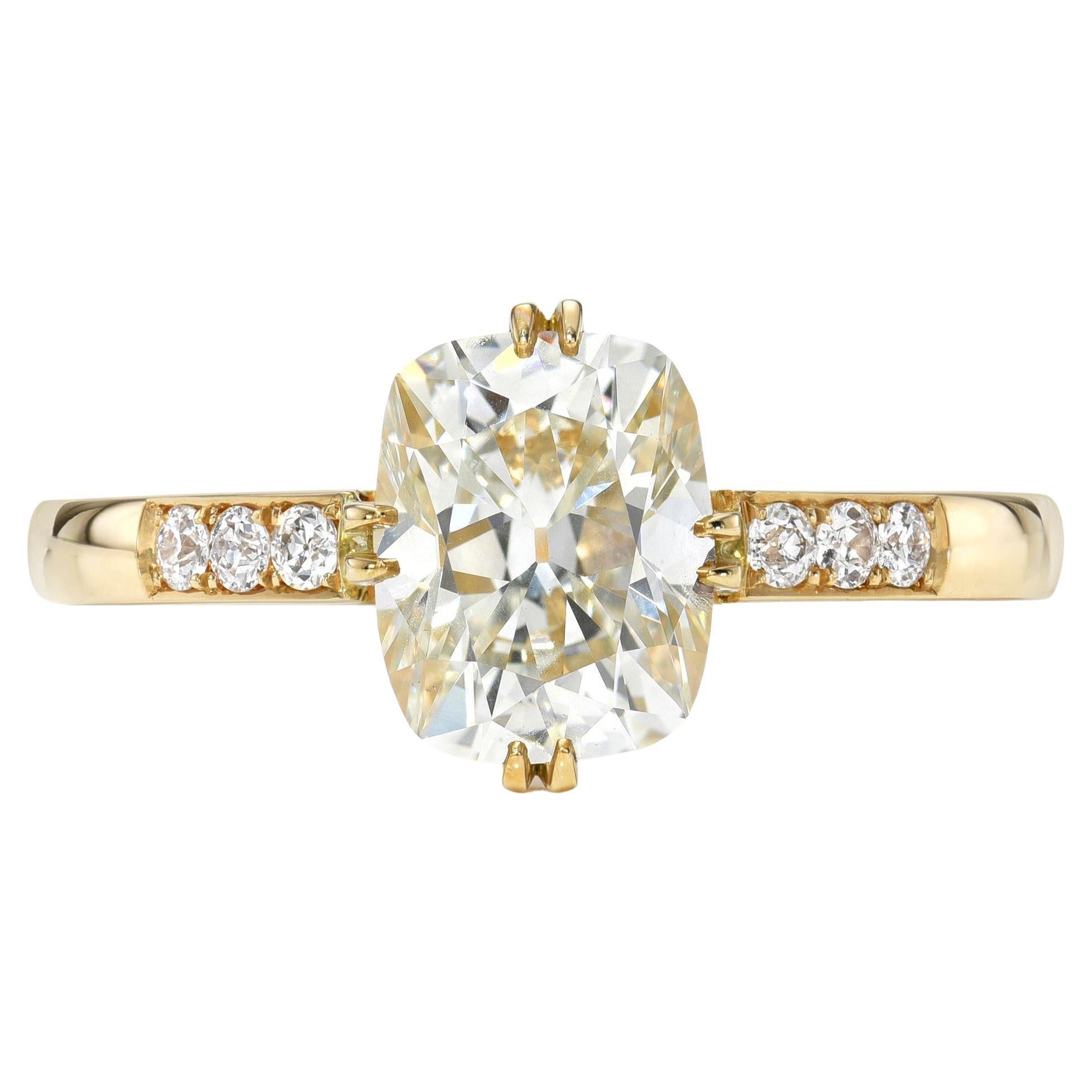 Cushion Cut Diamond Engagement Ring at 1stDibs