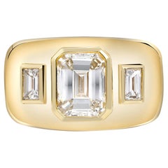 Handcrafted Beaux Emerald Cut Diamond Ring by Single Stone