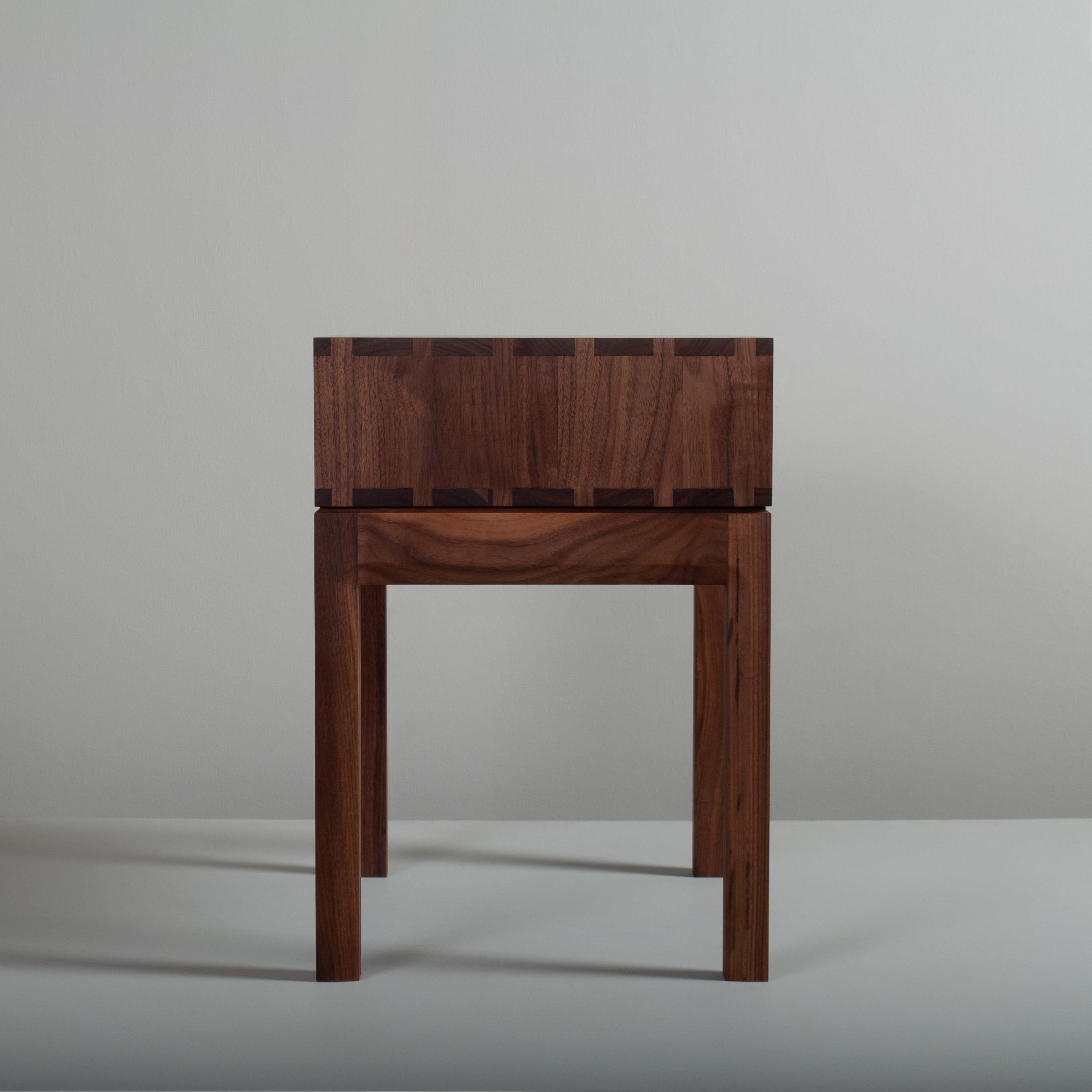 Contemporary Handcrafted Bedside Table, Walnut & Oak For Sale