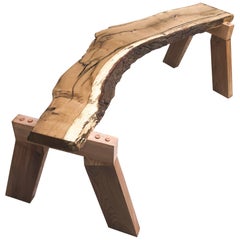 Handcrafted Bench in Oak and Elm with Copper Detail