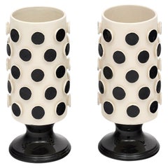 Handcrafted Black and White Italian Modernist Vases by MC