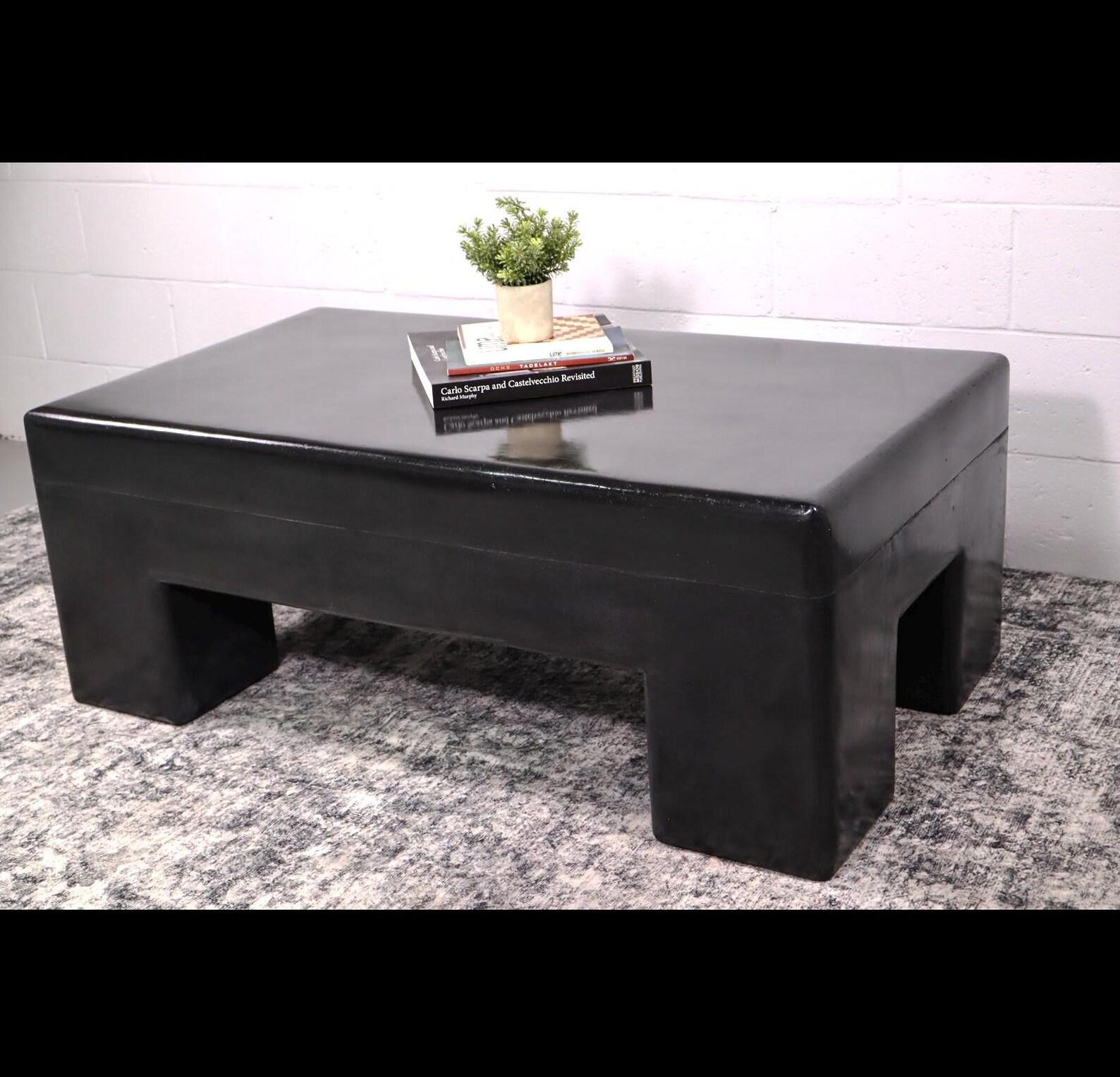 Handcrafted Black Moroccan Tadelakt Top Plaster Table For Sale 2