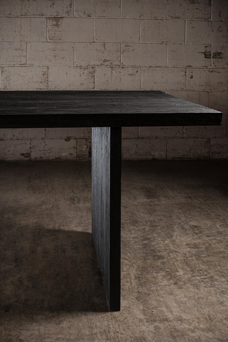 Mexican Handcrafted Black Oak Rectangular Dining Table For Sale