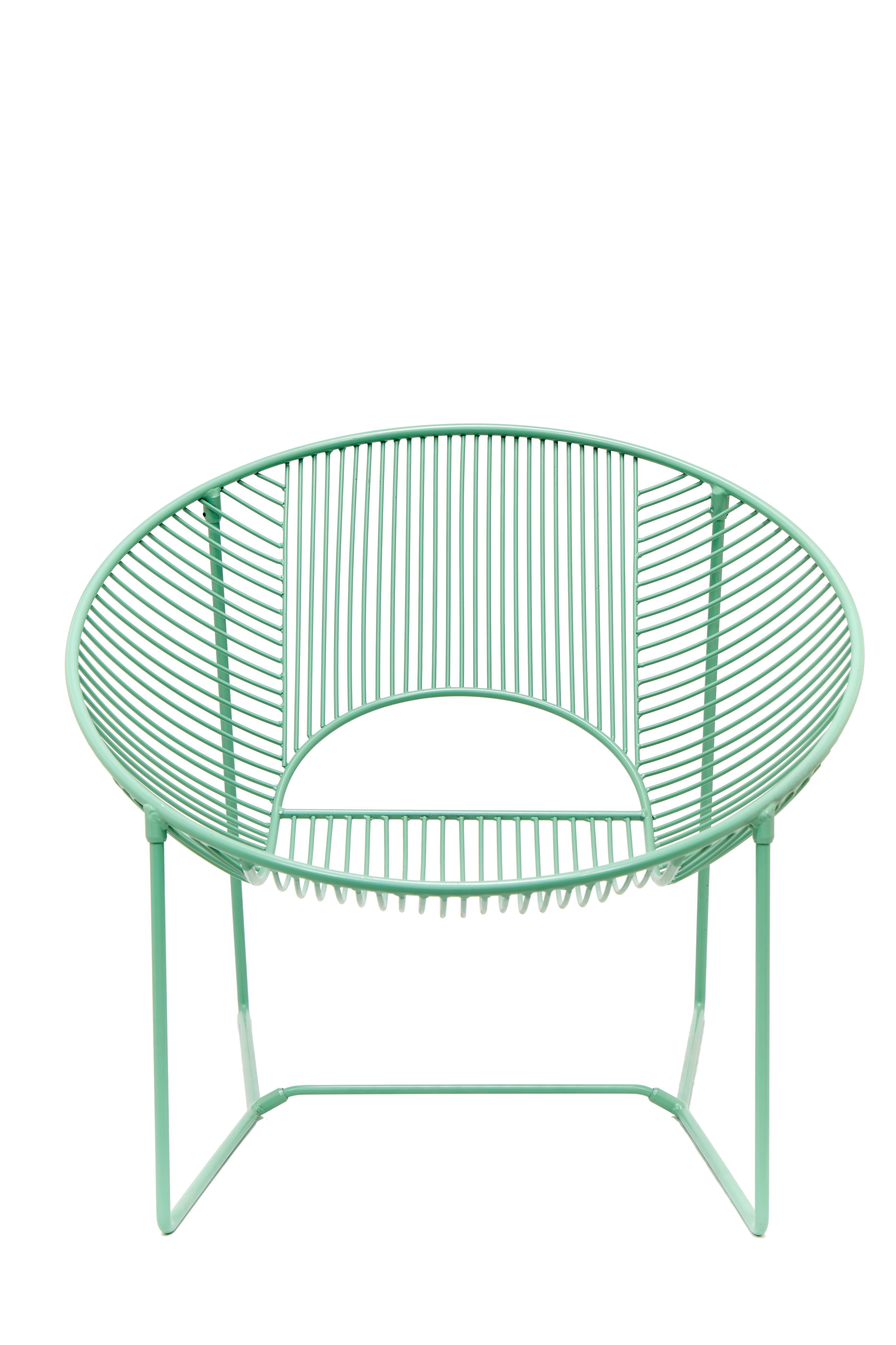 Handcrafted Black Outdoor Cali Wire Lounge Chair, pulverbeschichteter Stahl im Angebot 3