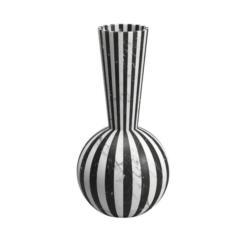 Handcrafted Black & White Refined Marble Nova Candle Holder by Jacopo Simonetti For Sale 3