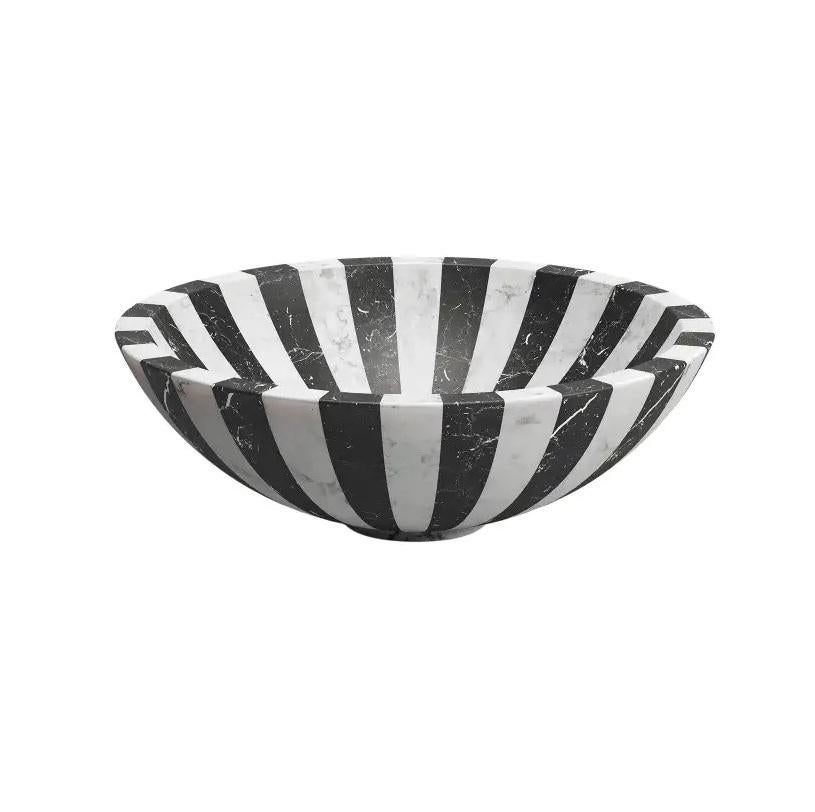 Handcrafted Black & White Refined Marble Nova Candle Holder by Jacopo Simonetti For Sale 4