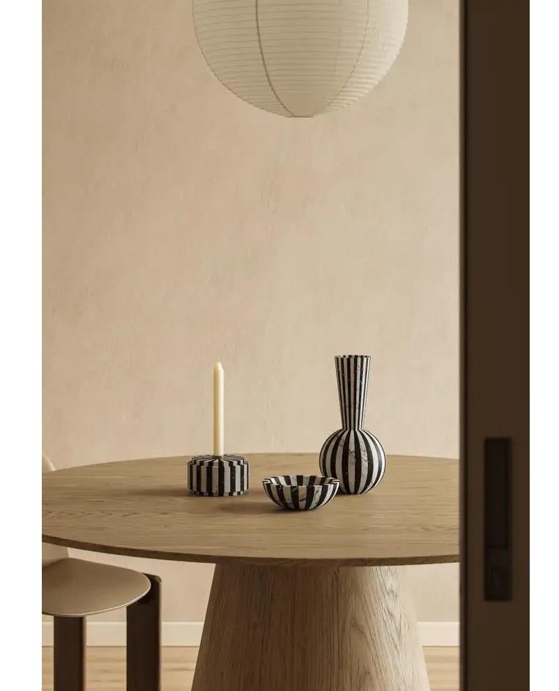 Modern Handcrafted Black & White Refined Marble Nova Candle Holder by Jacopo Simonetti For Sale