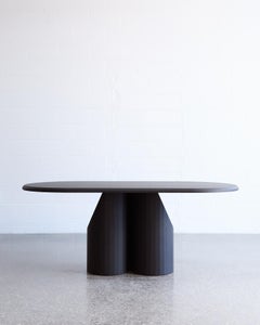 Handcrafted Blackened Oak Barrow Dining Table 84"L by Mary Ratcliffe Studio