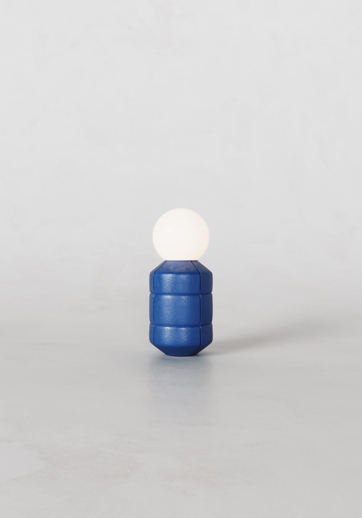 Glazed Handcrafted Blue Ultramarine Lamp Ceramic Pottery Table Illumination Lighting For Sale