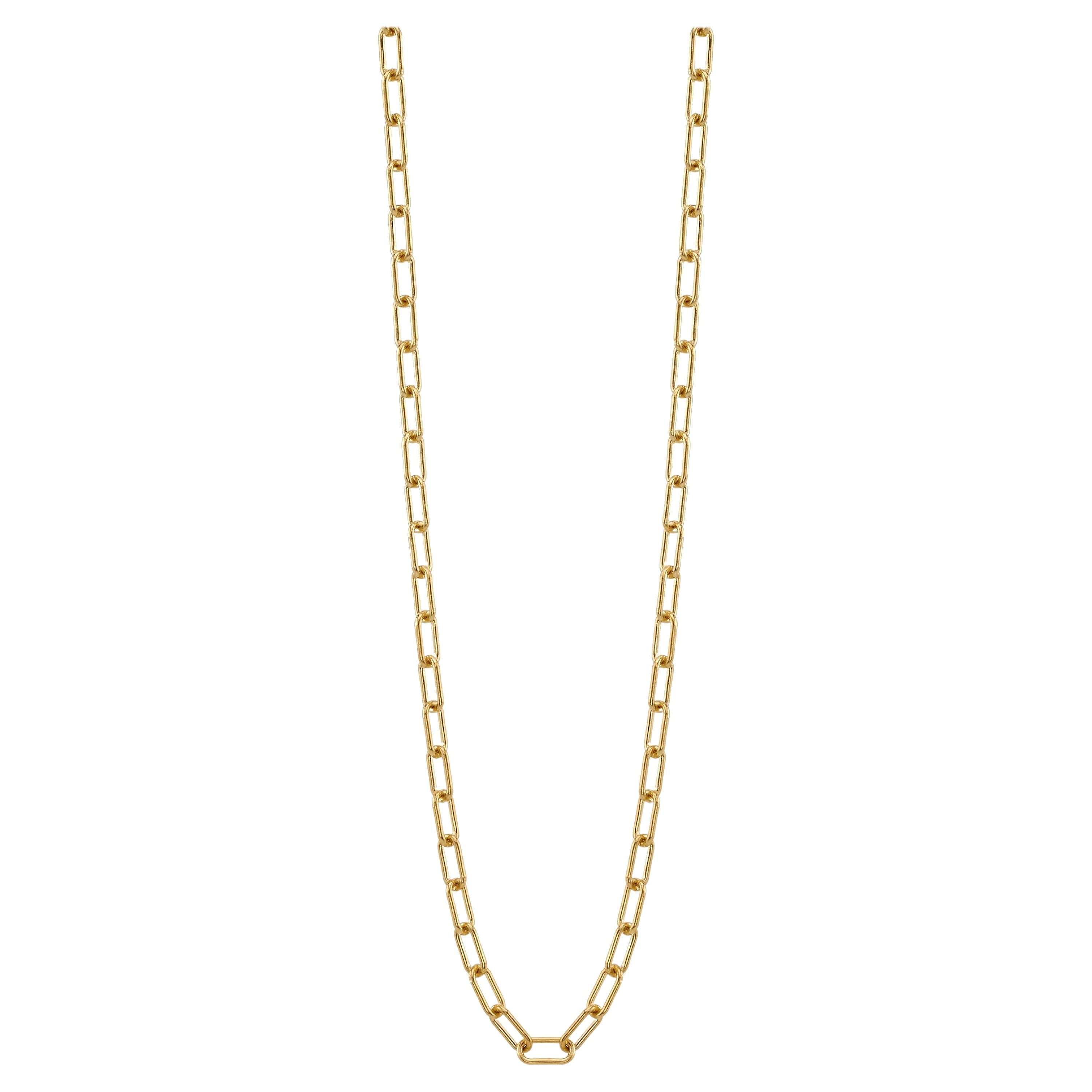 Rechteckige Gliederhalskette aus Gold von Single Stone, handgefertigt im Angebot
