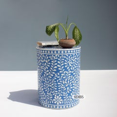 Handcrafted Bone Inlay End Table & Stool in Choice of Color by House of Jaipur