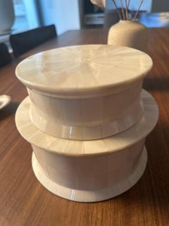 Handcrafted Bone Inlay Hat Box — Stackable Decorative Storage Box