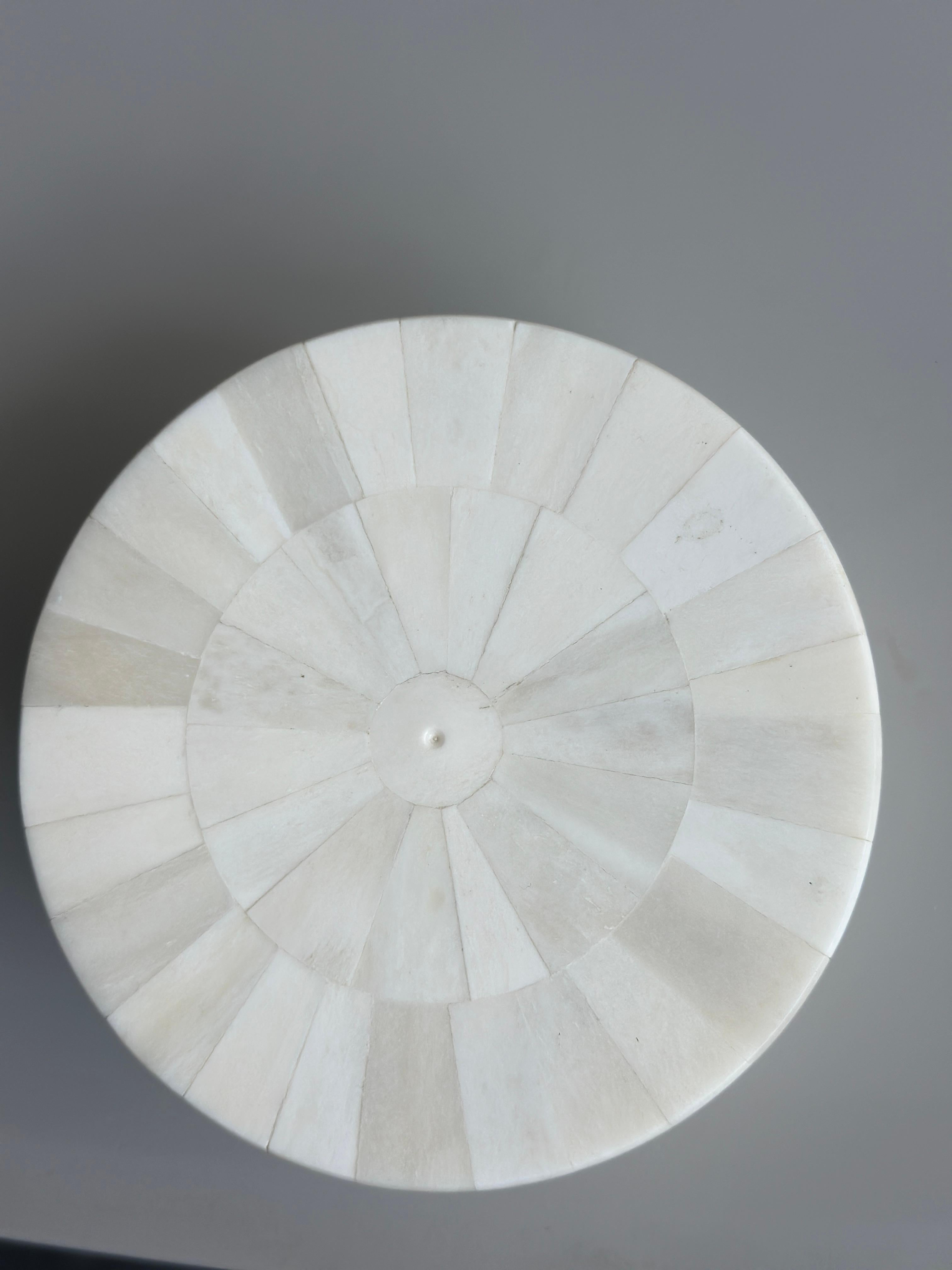 Handcrafted Bone Inlay Hat Box — Stackable Decorative Storage Box For Sale 1