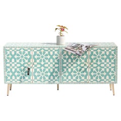 Handcrafted Bone Inlay Media Console with Cord Escapes by House of Jaipur