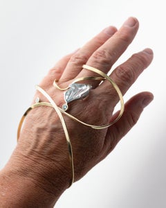 Handcrafted Bracelet Ring  Gold 585/-  Topas 24.08 Ct  Brilliant 0.55 Ct