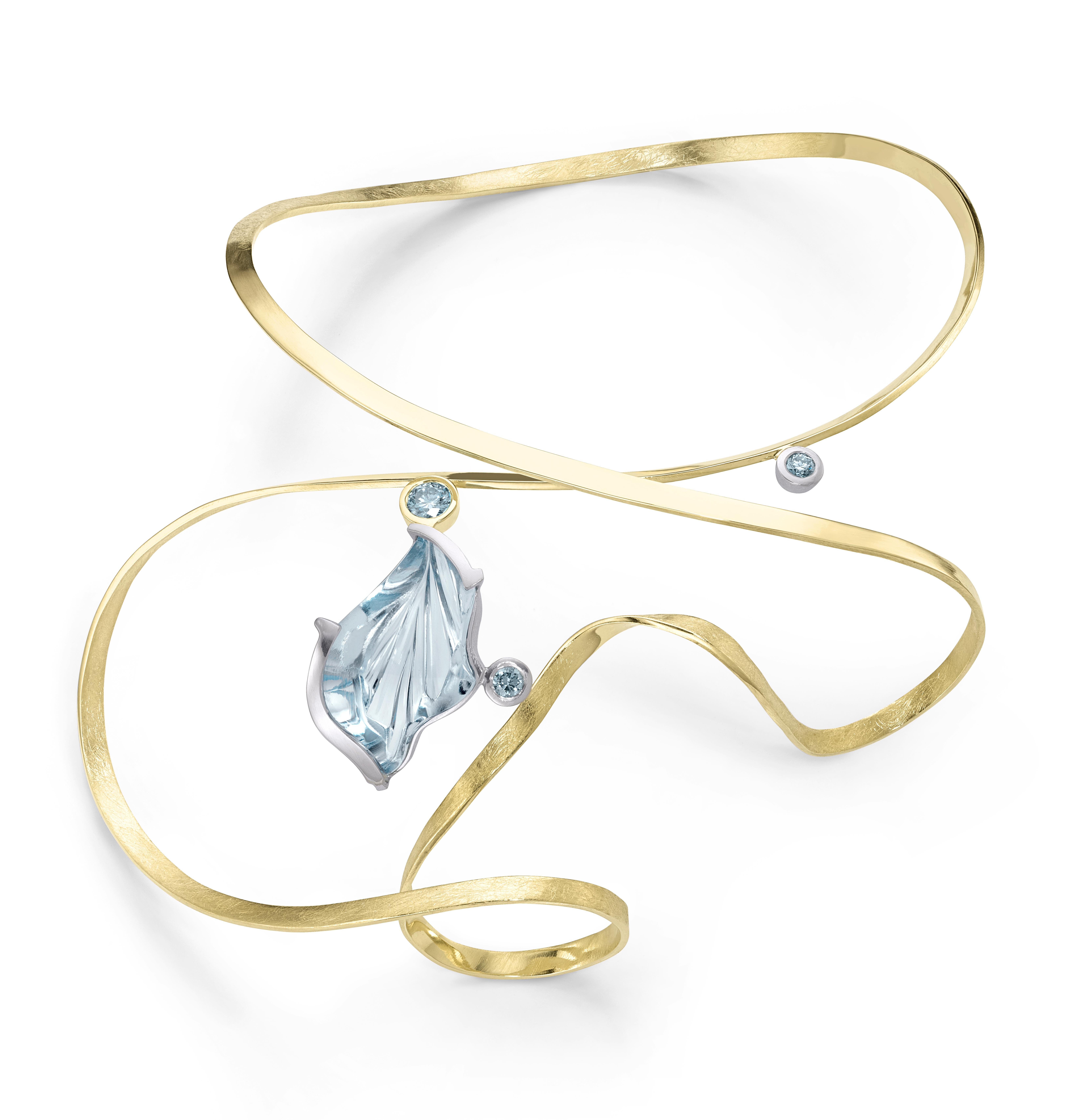 Anillo Pulsera Artesanal  Oro 585/-  Topas 24.08 Ct  Brillante 0,55 Ct Corte mixto en venta