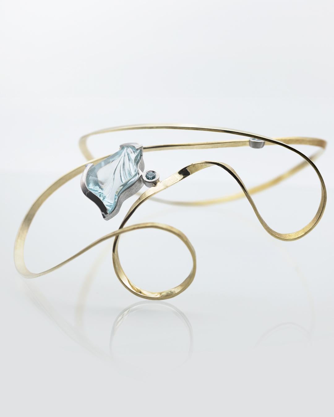 Anillo Pulsera Artesanal  Oro 585/-  Topas 24.08 Ct  Brillante 0,55 Ct en Nuevo estado para la venta en Loßburg, DE