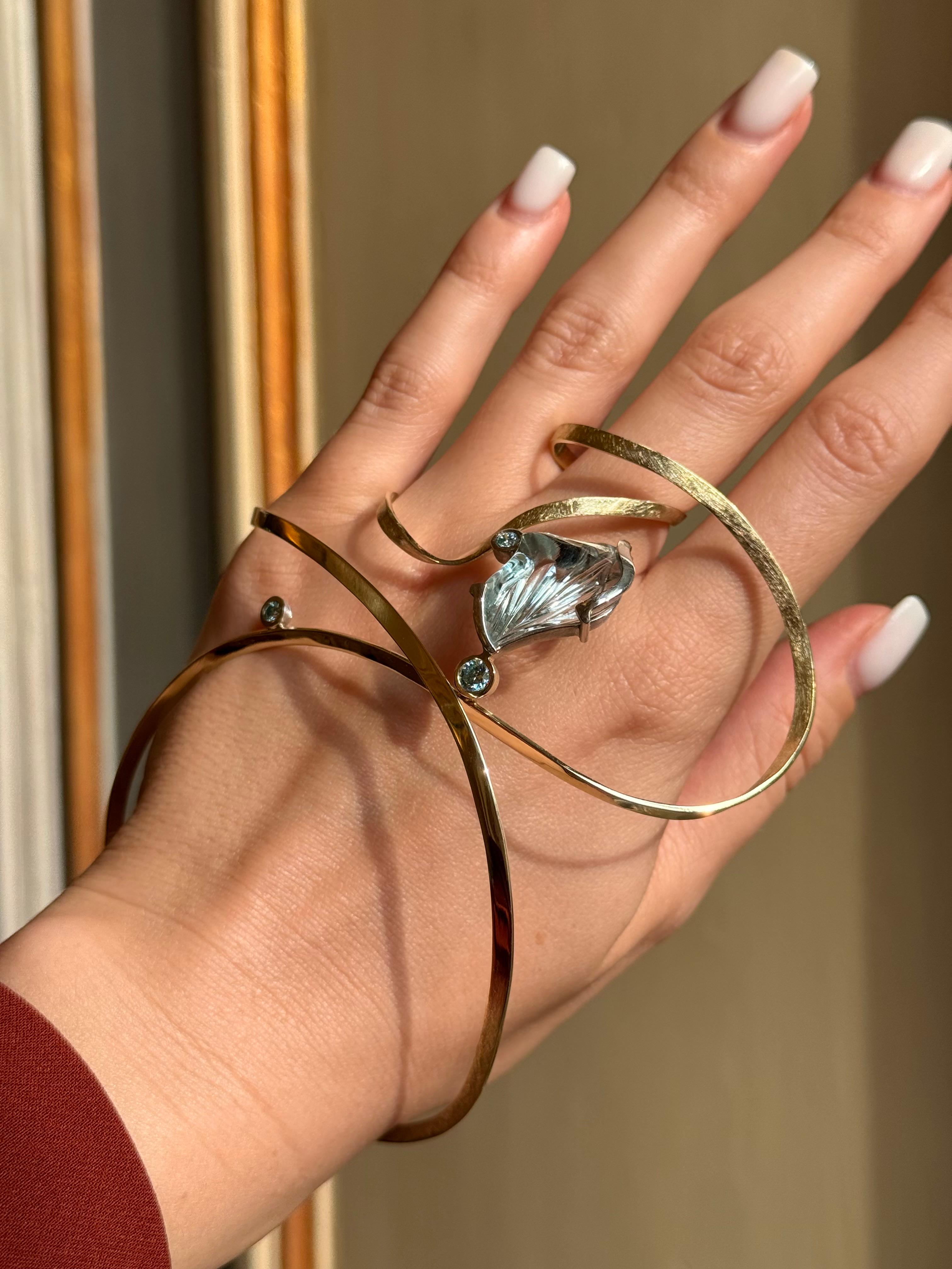 Anillo Pulsera Artesanal  Oro 585/-  Topas 24.08 Ct  Brillante 0,55 Ct en venta 1