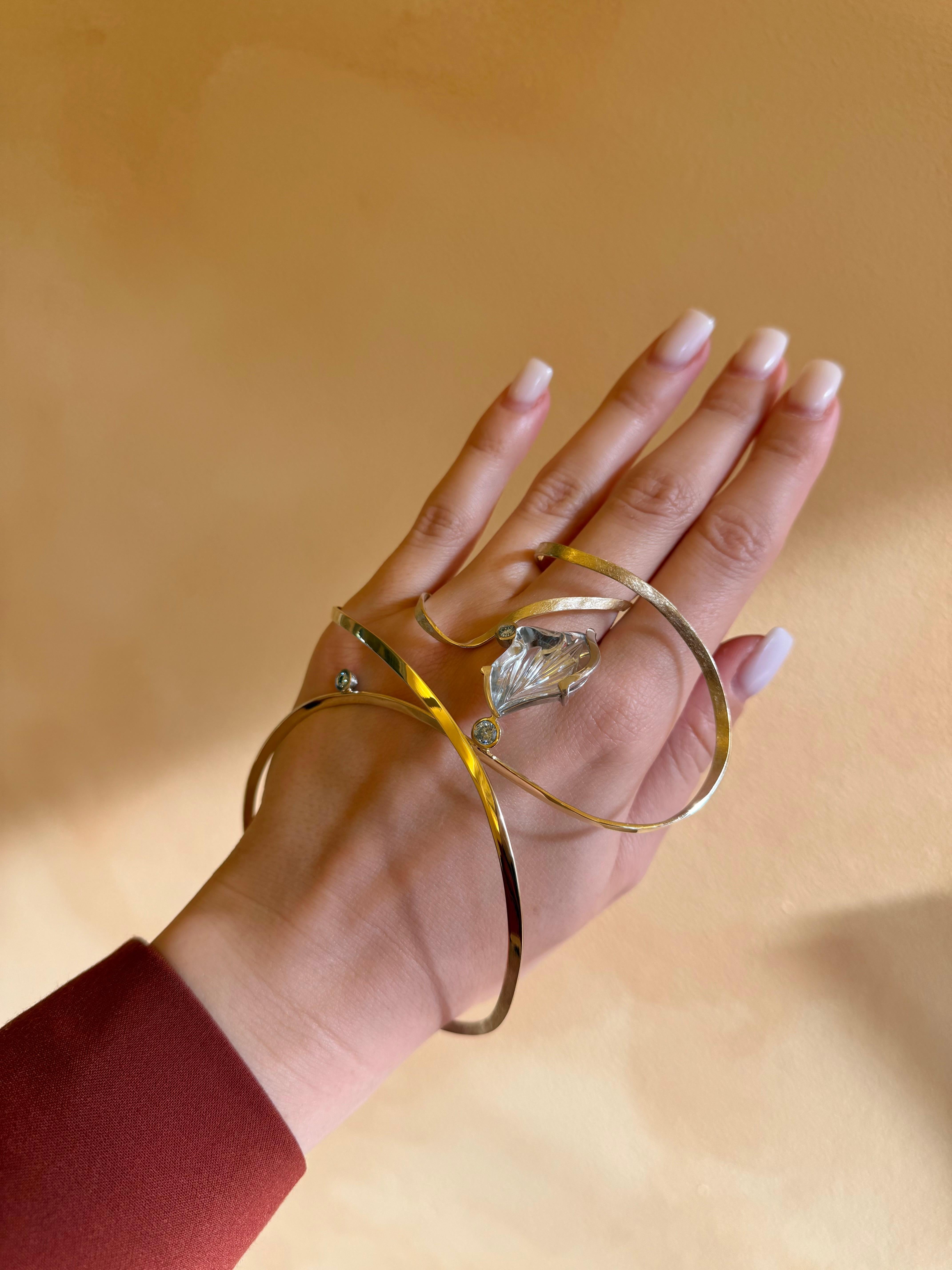 Anillo Pulsera Artesanal  Oro 585/-  Topas 24.08 Ct  Brillante 0,55 Ct en venta 2