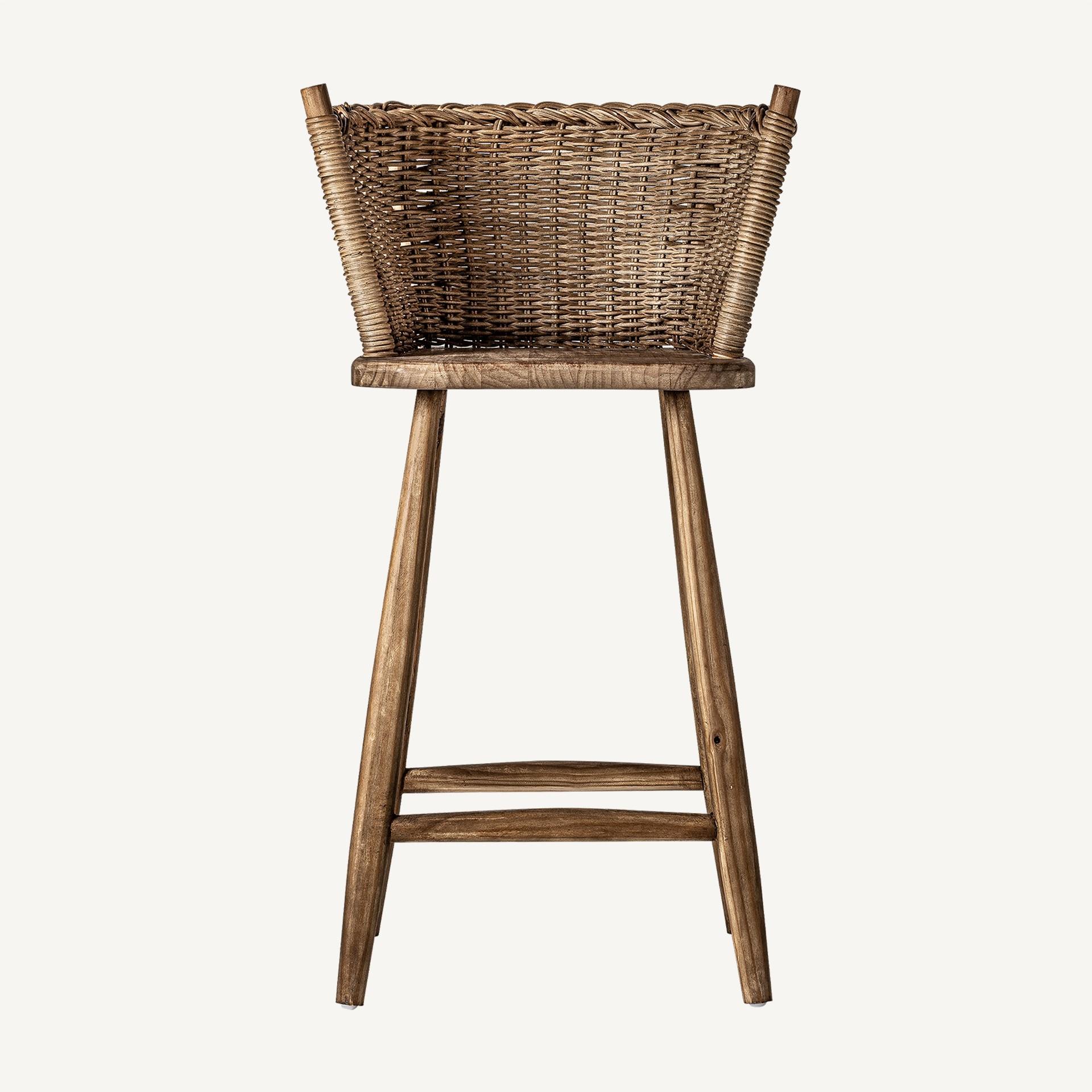 Handcrafted Braided Wicker and Wooden Bar Stool In New Condition For Sale In Tourcoing, FR