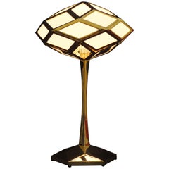 Handcrafted Brass 21st Century European Jugenstil Table Lamp, "The Sun"