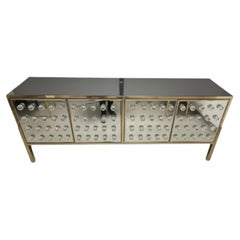Handcrafted Italian Sideboard with Brass & Mirror, 120 Murano Spheres