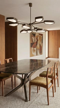 Handcrafted Brass Chandelier with Alabaster Shades