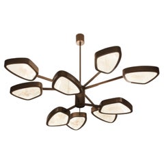 Handcrafted Brass Chandelier with Alabaster Shades