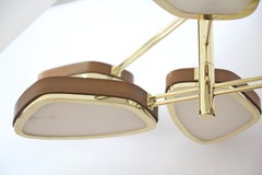 Handcrafted Brass Chandelier with Leather Accents