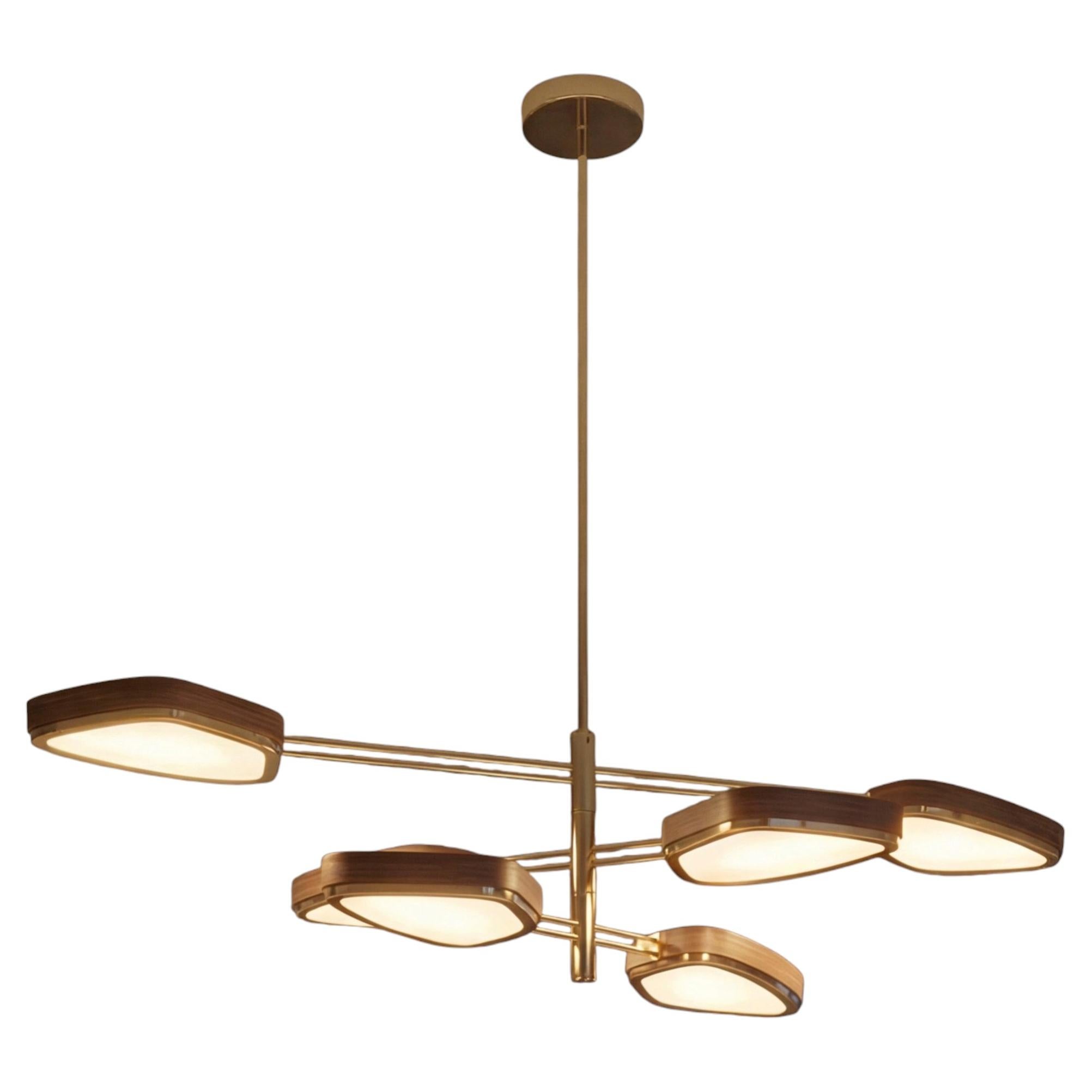 Handcrafted Brass Chandelier with Leather Accents