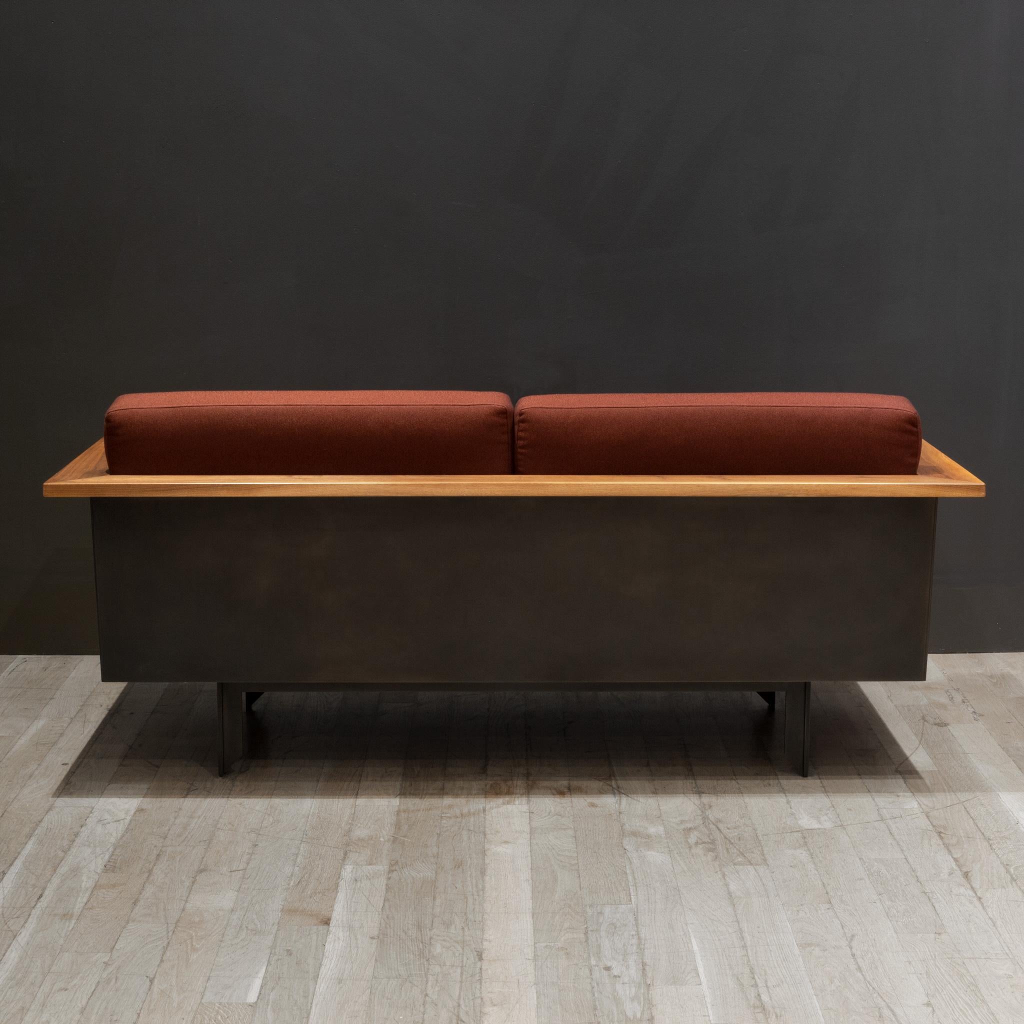 Modern Handcrafted Bronze and Walnut Louise Sofa by Token, New York For Sale