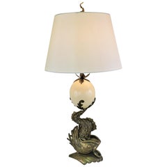 Vintage Handcrafted Bronze Dolphin Table Lamp
