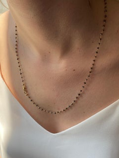Handcrafted 18.4 Carats Brown Diamonds Beads 18k Yellow Gold Unisex Necklace