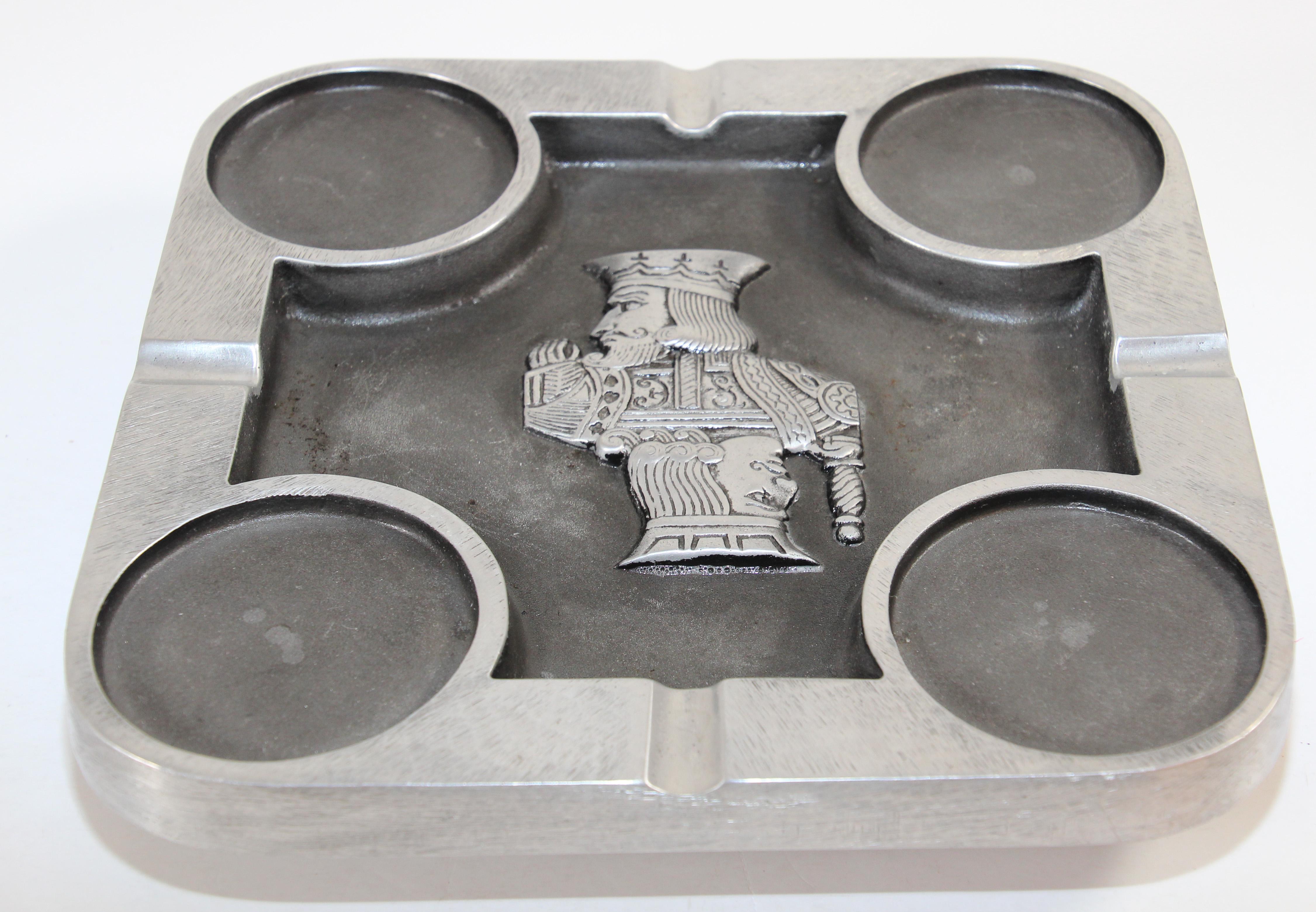 Handcrafted Bruce Fox cast aluminum large collectible square cigar ashtray
Rare vintage cast aluminum signed 