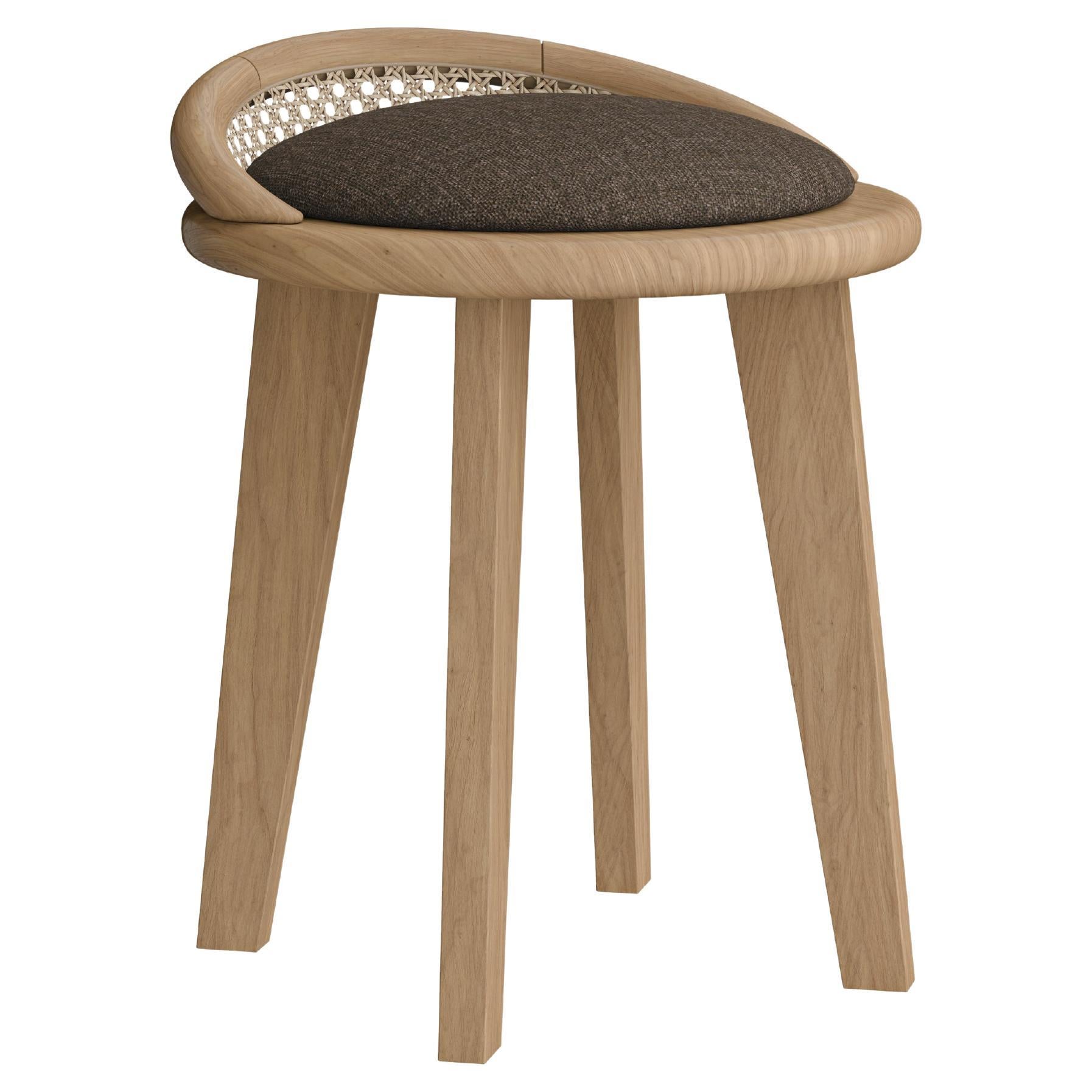 Handcrafted Brummell Dining Stool Rattan OAK Made in Portugal by Wood Tailors